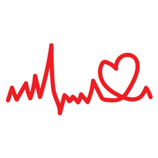Heartbeat Icons Red Line Art Sticker