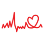 Heartbeat Icons Red Line Art Sticker