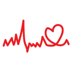 Heartbeat Icons Red Line Art Sticker