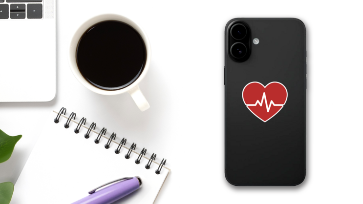 Heartbeat Pulse Icon Medical Sticker on a Phone (New) example