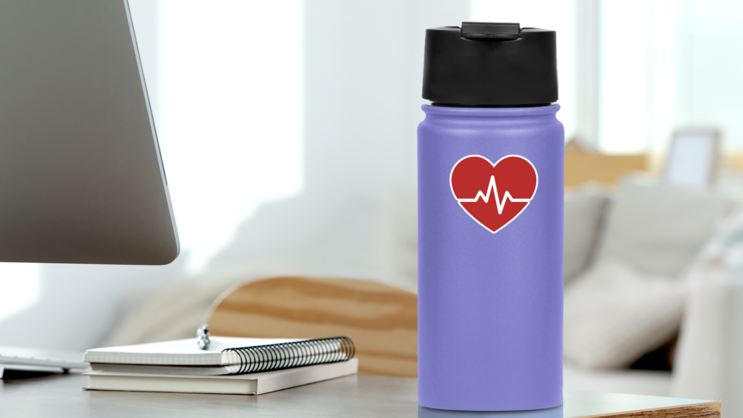 Heartbeat Pulse Icon Medical Sticker on a Water Bottle (New) example