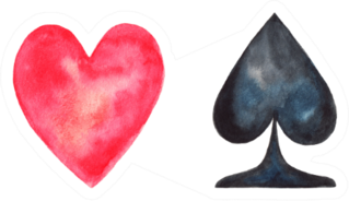 Hearts And Spades Watercolor Illustration Sticker