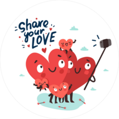 Hearts Family Selfie Share The Love Sticker