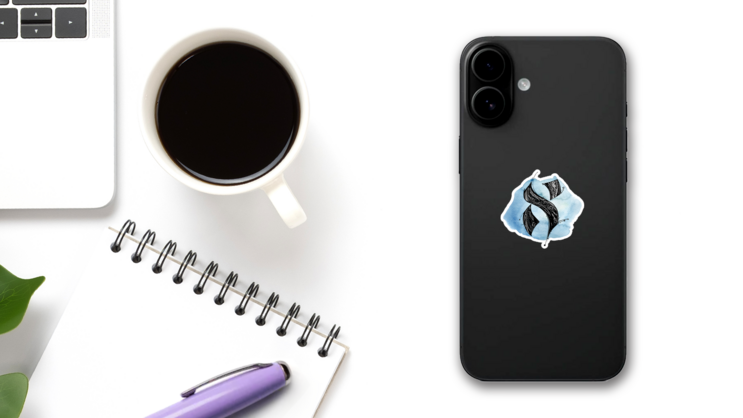Hebrew Alphabet - The Letter Aleph Watercolor Sticker on a Phone (New) example