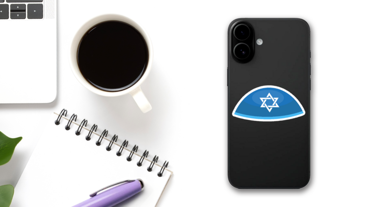 Hebrew Bale Icon Illustration Sticker on a Phone (New) example