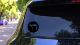 Hebrew Chai Circle Transfer Sticker on a Rear Car Window (New) example