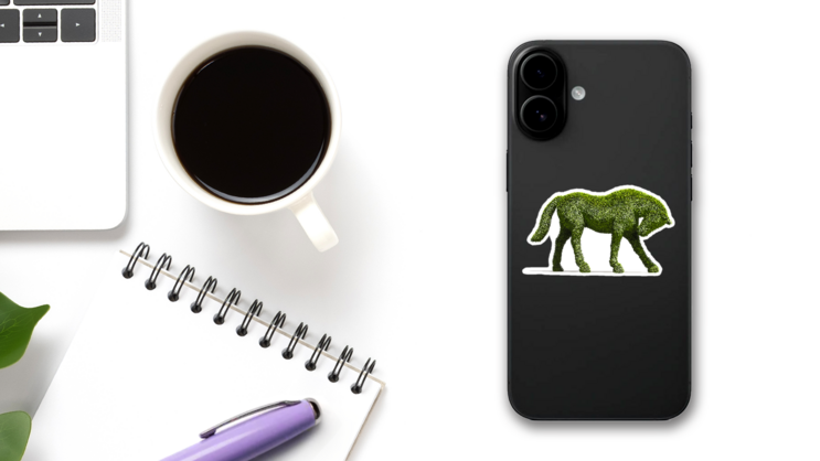 Hedge Animal Horse Landscaping Sticker on a Phone (New) example