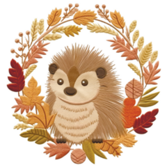 Hedgehog Autumn Branches Sticker