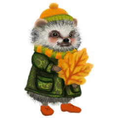 Hedgehog Autumn Leaf Sticker