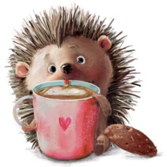 Hedgehog Coffee Cup Sticker