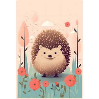 Hedgehog Floral Accents Sticker
