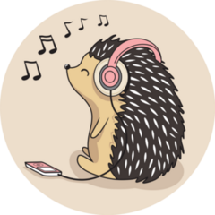 Hedgehog Headphones Sticker