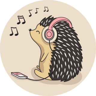 Hedgehog Headphones Sticker