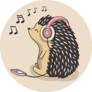 Hedgehog Headphones Sticker