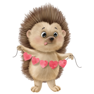 Hedgehog Hearts Garland Sticker