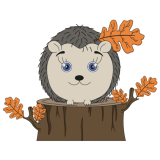 Hedgehog On Stump Sticker