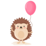 Hedgehog Pink Balloon Sticker