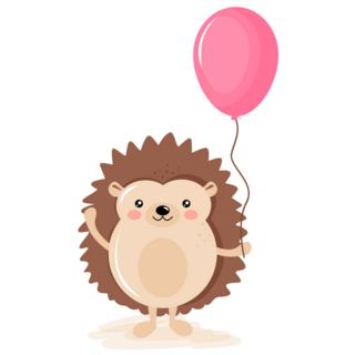 Hedgehog Pink Balloon Sticker
