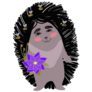 Hedgehog Purple Flower Sticker