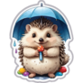 Hedgehog Tiny Umbrella Sticker