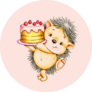 Hedgehog With Cake Sticker