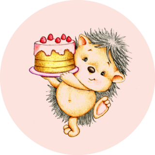 Hedgehog With Cake Sticker