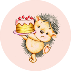 Hedgehog With Cake Sticker