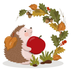 Hedgehog Wreath Sticker