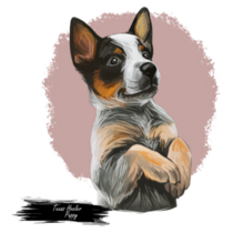 Heeler Puppy Art Sticker