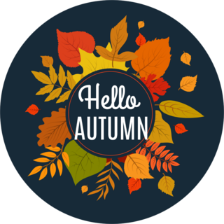 Hello Autumn Background With Fall Leaves Sticker