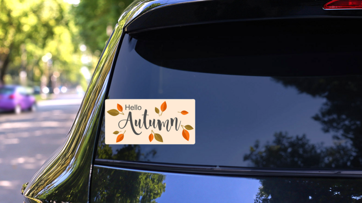 Hello Autumn Sticker on a Rear Car Window (New) example