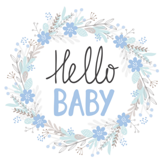 Hello Baby Blue Wreath Sticker