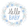 Hello Baby Blue Wreath Sticker