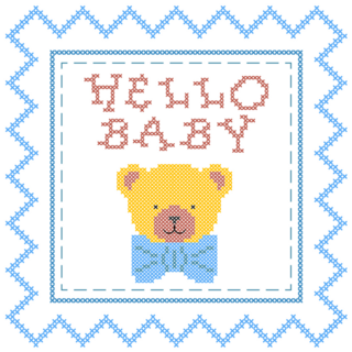 Hello Baby Stitched Sticker