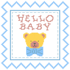 Hello Baby Stitched Sticker