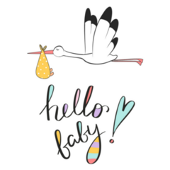 Hello Baby! Stork Cartoon Sticker