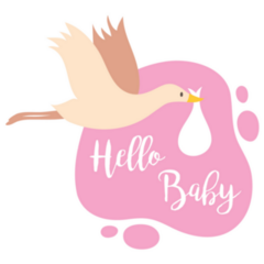 Hello Baby Stork On Pink Sticker