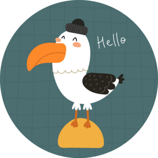 Hello. Cartoon Gull Sticker