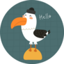 Hello. Cartoon Gull Sticker