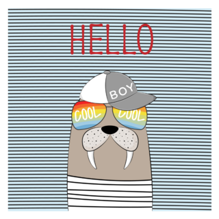Hello Cool Cartoon Walrus Sticker