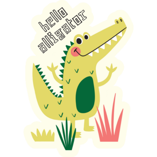 Hello Cute Alligator Sticker