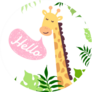 Hello Cute Giraffe And Tropical Leaves Sticker