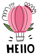 Hello Cute Hot Air Balloon Sticker