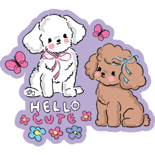 Hello Cute Poodle Sticker