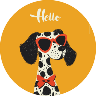 Hello Dalmatian Orange Sticker