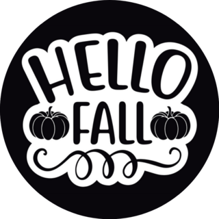 Hello Fall Black Circle Sticker