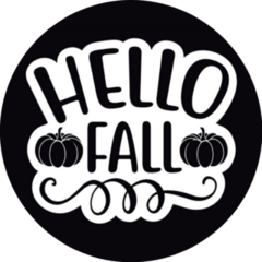 Hello Fall Black Circle Sticker