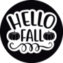 Hello Fall Black Circle Sticker