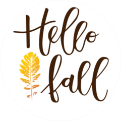 Hello Fall Hand Written Circle Sticker