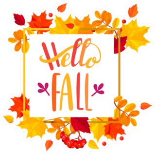 Hello Fall In Autumn Leaves Frame Sticker